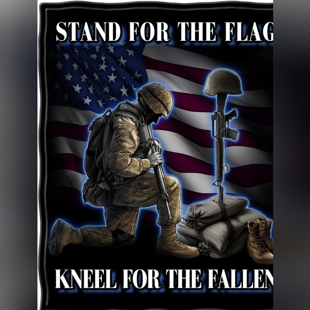 Stand for the flag kneel for the fallen fleece throw